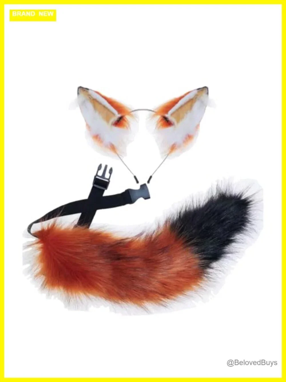 Faux Fur Fox Ear Headband & Tail Set Anime Cosplay Costume Accessory Halloween